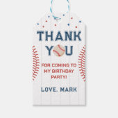 Étiquettes-cadeau Merci d'anniversaire du baseball (Devant)