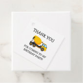 Étiquettes Cadeau Merci d'anniversaire du Camion ciment jaune (En situation)