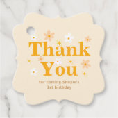 Étiquettes Cadeau Merci d'anniversaire Jaune Daisy (Devant)