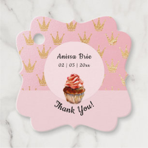 Étiquettes Cadeau Merci d'anniversaire rose Cupcake