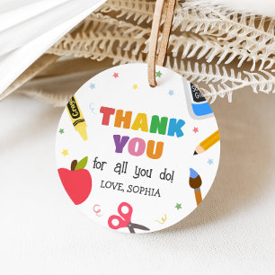 Étiquettes Cadeau Merci d'appréciation de l'enseignant
