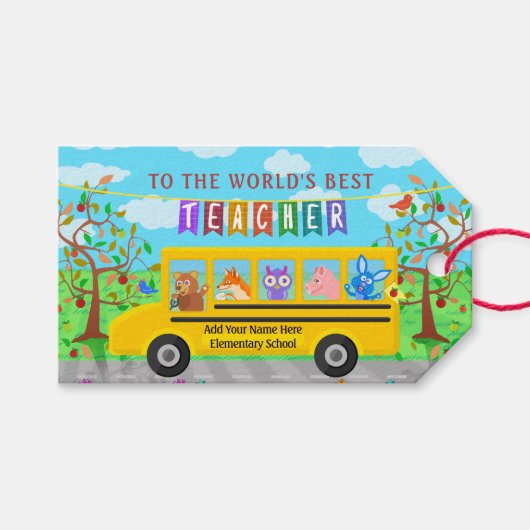 Étiquettes-cadeau Merci d'appréciation de l'enseignant | Animaux de  (Devant (Horizontal))