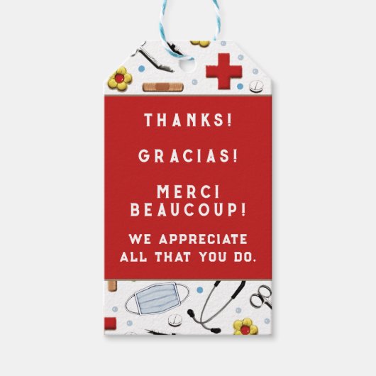 Étiquettes-cadeau Merci d'appréciation des infirmières (Devant)