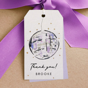 Étiquettes-cadeau Merci d'aquarelle à bille disco étoilée