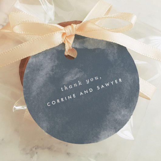 Étiquettes Cadeau Merci d'aquarelle bleu Boho