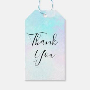 Étiquettes-cadeau Merci d'aquarelle bleu et violet Abstrait moderne