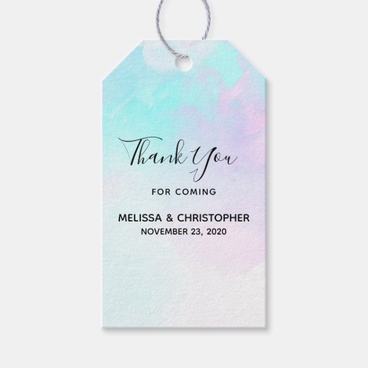 Étiquettes-cadeau Merci d'aquarelle bleu et violet Abstrait moderne (Devant)