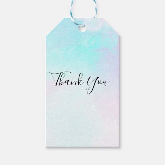 Étiquettes-cadeau Merci d'aquarelle bleu et violet Abstrait moderne (Devant)