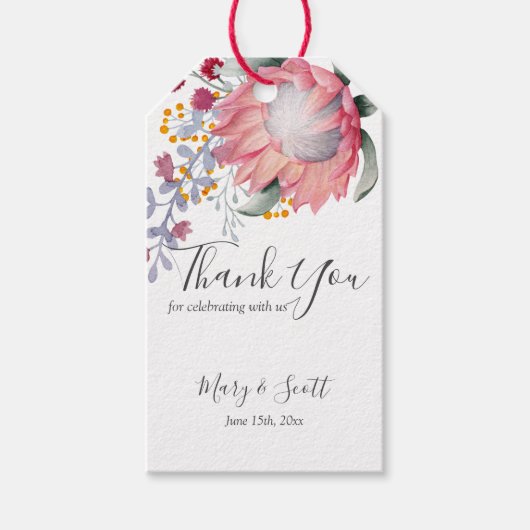 Étiquettes-cadeau Merci d'aquarelle Protea australien (Devant)