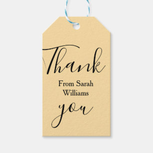 Étiquettes-cadeau Merci de ajouter nom jaune Pastel boho mariage
