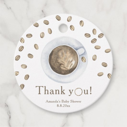 Étiquettes Cadeau Merci de Baby shower à café (Devant)