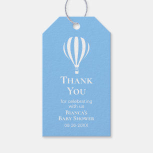 Étiquettes-cadeau Merci de Baby shower Bleu à air chaud rayé