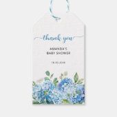Étiquettes-cadeau Merci de Baby shower Blue Hydrangea (Devant)