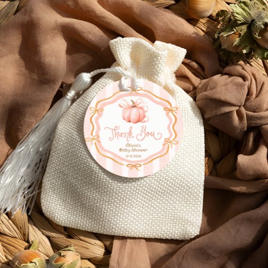 Étiquettes Cadeau Merci de Baby shower Citrouille