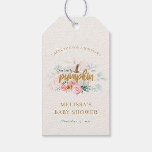 Étiquettes-cadeau Merci de Baby shower Citrouille à automne floral