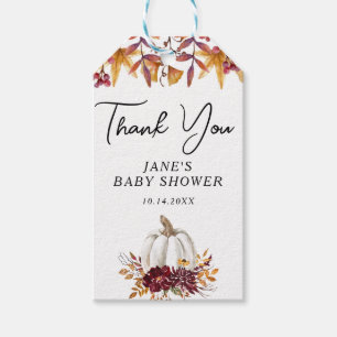 Étiquettes-cadeau Merci de Baby shower Citrouille blanc