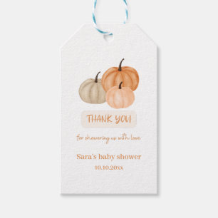 Étiquettes-cadeau Merci de Baby shower Citrouille orange brûlé