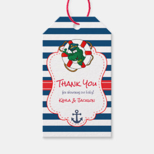 Étiquettes-cadeau Merci de Baby shower d'alligator marin mignon