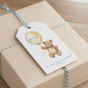 Étiquettes-cadeau Merci de Baby shower de balloon à ours lunaire