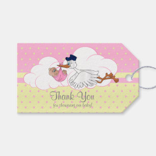 Étiquettes-cadeau Merci de baby shower de bébé de cigogne de béb