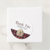 Étiquettes Cadeau Merci de Baby shower de bûcheron à pied d'ours (En situation)