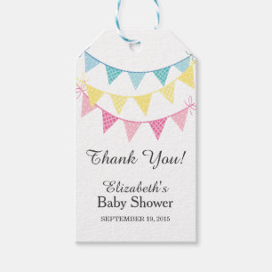 Étiquettes-cadeau Merci de Baby shower de Bunch rose, bleu et jaune