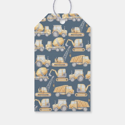 Étiquettes-cadeau Merci de Baby shower de camion de construction (Dos)