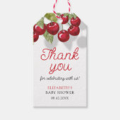 Étiquettes-cadeau Merci de Baby shower de cerise d'aquarelle (Devant)