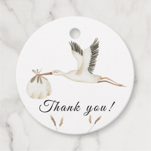 Étiquettes Cadeau Merci de baby shower de cigogne d'aquarelle