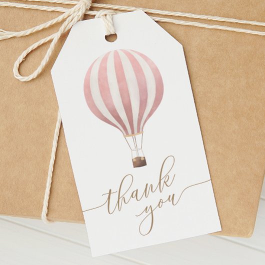 Étiquettes-cadeau Merci de Baby shower de fille à ballons à air chau