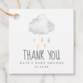 Étiquettes Cadeau Merci de Baby shower de  pour garçon nuage de plui (Devant)