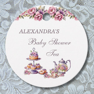 Étiquettes Cadeau Merci de Baby shower de thé floral Lilac rose
