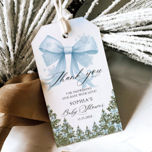 Étiquettes-cadeau Merci de Baby shower d'hiver Blue Bow