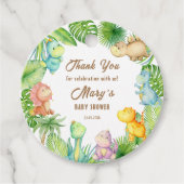 Étiquettes Cadeau Merci de Baby shower Dinosaur (Devant)