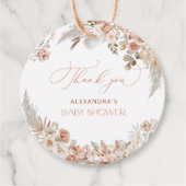 Étiquettes Cadeau Merci de Baby shower en laiton Boho Pampas (Devant)