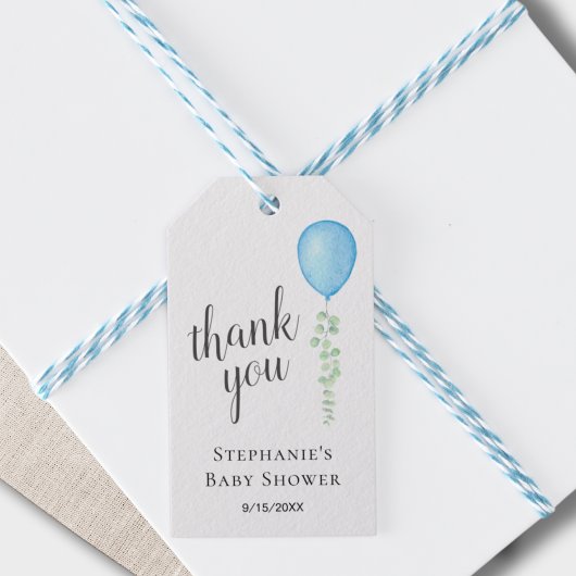 Étiquettes-cadeau Merci de Baby shower Eucalyptus Bleu