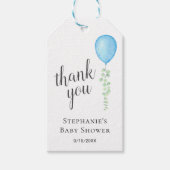 Étiquettes-cadeau Merci de Baby shower Eucalyptus Bleu (Devant)