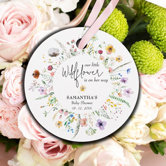 Étiquettes Cadeau Merci de Baby shower fleur sauvage aquarelle