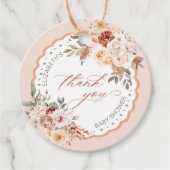 Étiquettes Cadeau Merci de Baby shower floral Boho (Devant)
