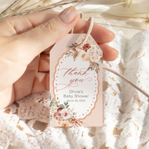 Étiquettes-cadeau Merci de Baby shower floral Boho