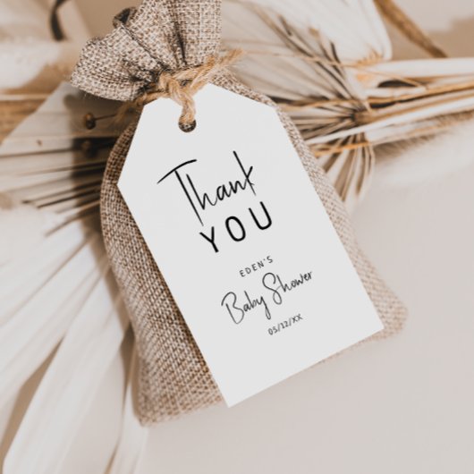 Étiquettes-cadeau Merci de Baby shower neutre moderne simple