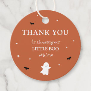 Étiquettes Cadeau Merci de Baby shower orange de Little Boo Ghost