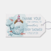 Étiquettes-cadeau Merci de Baby shower pour baleines (Devant (Horizontal))