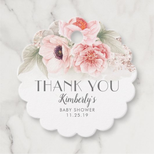 Étiquettes Cadeau Merci de Baby shower rose pâle (Devant)