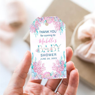 Étiquettes-cadeau Merci de Baby shower sous-marin aquarelle