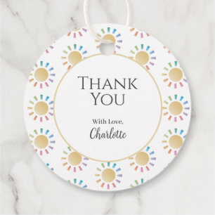Étiquettes Cadeau Merci de Baby shower Sunshine Little Rainbow