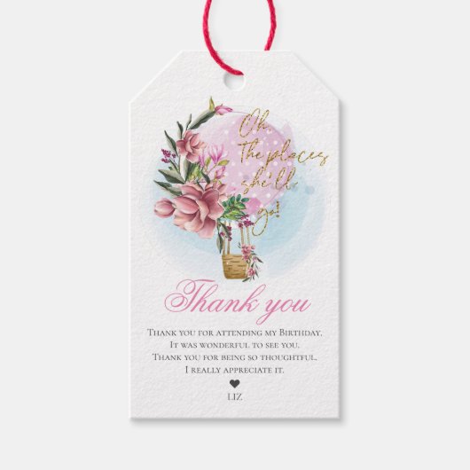 Étiquettes-cadeau Merci de ballon à air chaud (Devant)