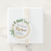 Étiquettes Cadeau Merci De Baptême Botanique Vert Et Or (En situation)