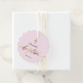 Étiquettes Cadeau Merci de Baptême de fille rose-rose élégant (En situation)