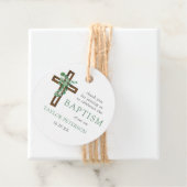 Étiquettes Cadeau Merci de baptême moderne Eucalyptus Cross Modern (En situation)
